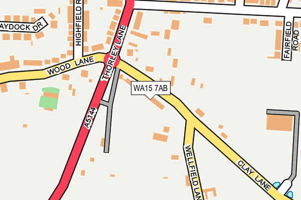 WA15 7AB map - OS OpenMap – Local (Ordnance Survey)
