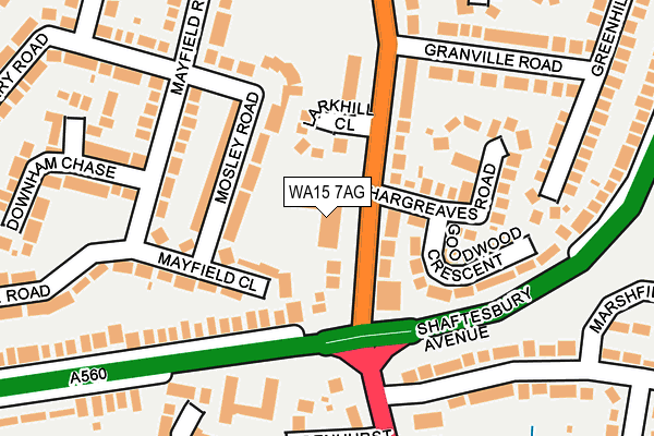 WA15 7AG map - OS OpenMap – Local (Ordnance Survey)