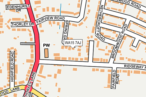 WA15 7AJ map - OS OpenMap – Local (Ordnance Survey)