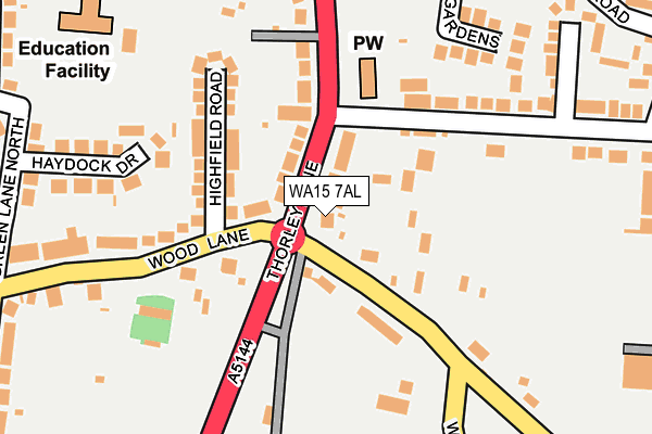 WA15 7AL map - OS OpenMap – Local (Ordnance Survey)