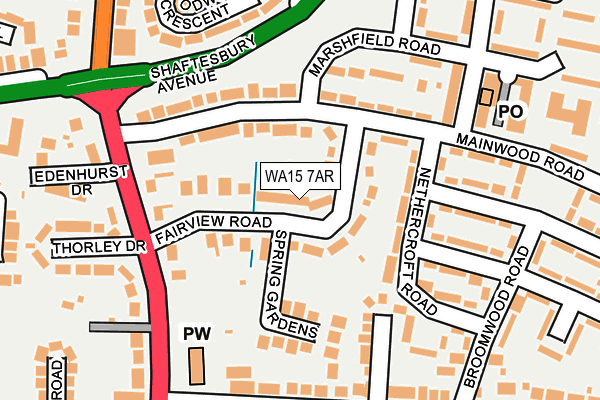 WA15 7AR map - OS OpenMap – Local (Ordnance Survey)