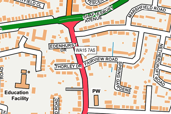 WA15 7AS map - OS OpenMap – Local (Ordnance Survey)