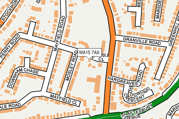 WA15 7AX map - OS OpenMap – Local (Ordnance Survey)