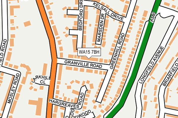 WA15 7BH map - OS OpenMap – Local (Ordnance Survey)