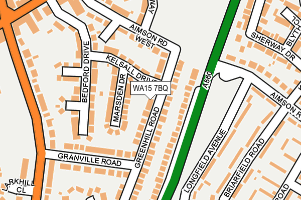 WA15 7BQ map - OS OpenMap – Local (Ordnance Survey)