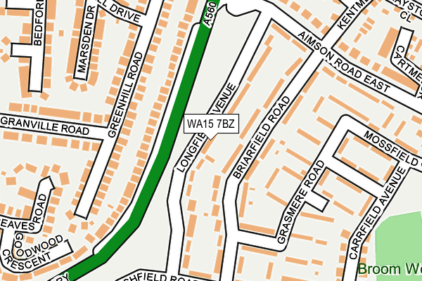 WA15 7BZ map - OS OpenMap – Local (Ordnance Survey)