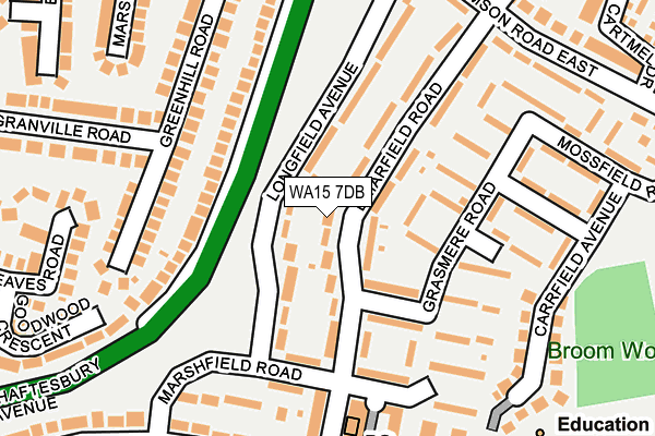 WA15 7DB map - OS OpenMap – Local (Ordnance Survey)