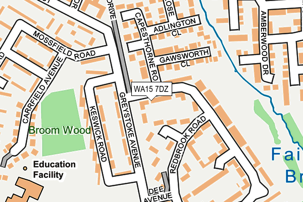 WA15 7DZ map - OS OpenMap – Local (Ordnance Survey)
