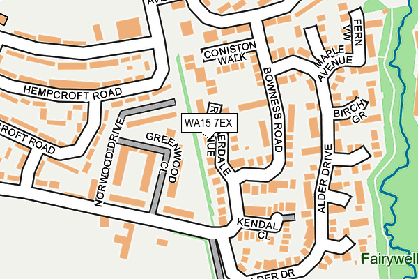 WA15 7EX map - OS OpenMap – Local (Ordnance Survey)
