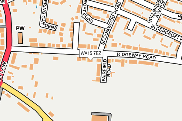 WA15 7EZ map - OS OpenMap – Local (Ordnance Survey)