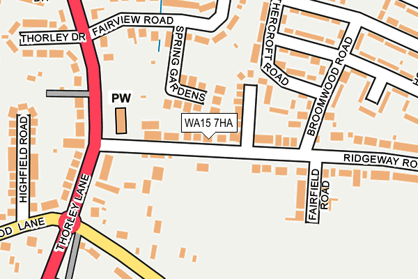 WA15 7HA map - OS OpenMap – Local (Ordnance Survey)