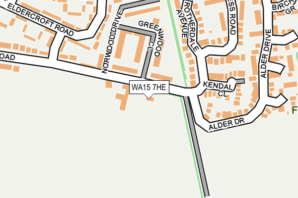 WA15 7HE map - OS OpenMap – Local (Ordnance Survey)
