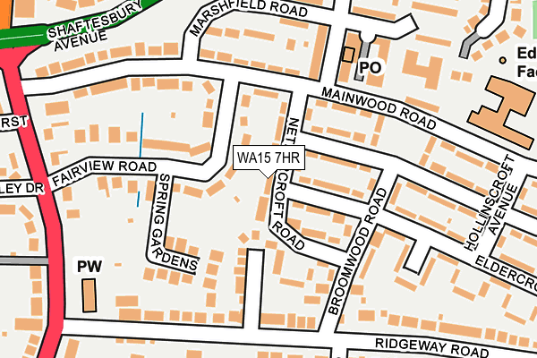 WA15 7HR map - OS OpenMap – Local (Ordnance Survey)