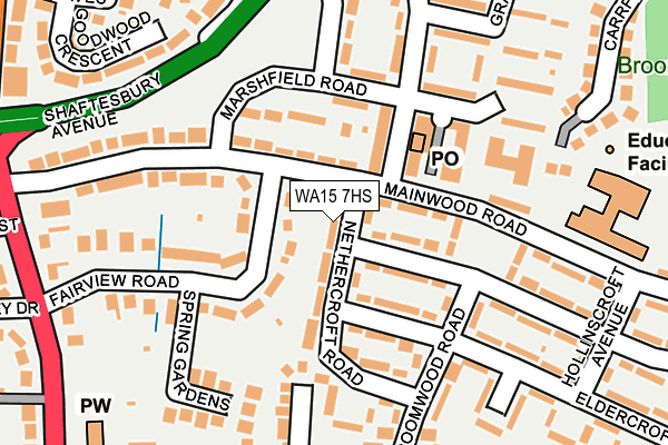 WA15 7HS map - OS OpenMap – Local (Ordnance Survey)