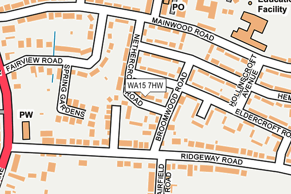 WA15 7HW map - OS OpenMap – Local (Ordnance Survey)
