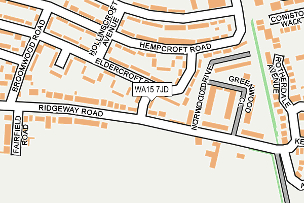 WA15 7JD map - OS OpenMap – Local (Ordnance Survey)