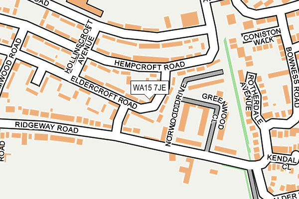 WA15 7JE map - OS OpenMap – Local (Ordnance Survey)