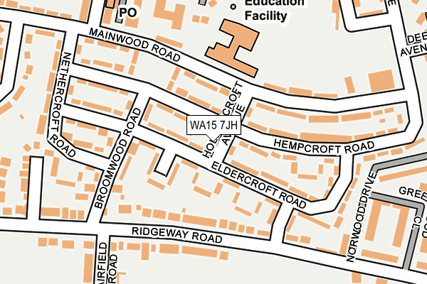 WA15 7JH map - OS OpenMap – Local (Ordnance Survey)