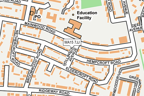 WA15 7JJ map - OS OpenMap – Local (Ordnance Survey)