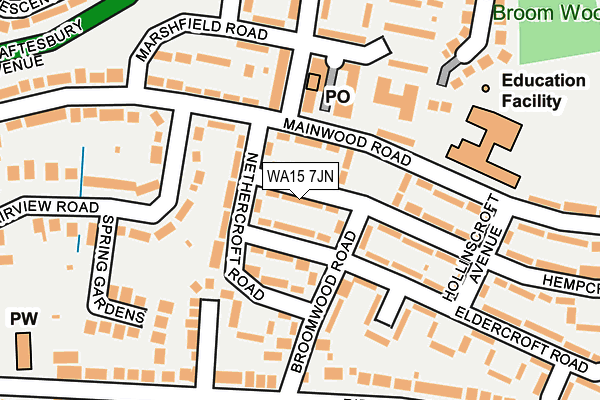 WA15 7JN map - OS OpenMap – Local (Ordnance Survey)
