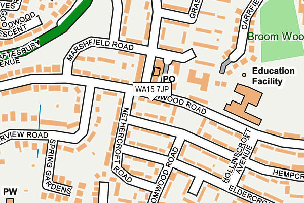 WA15 7JP map - OS OpenMap – Local (Ordnance Survey)