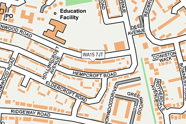 WA15 7JT map - OS OpenMap – Local (Ordnance Survey)