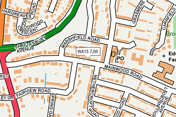 WA15 7JW map - OS OpenMap – Local (Ordnance Survey)