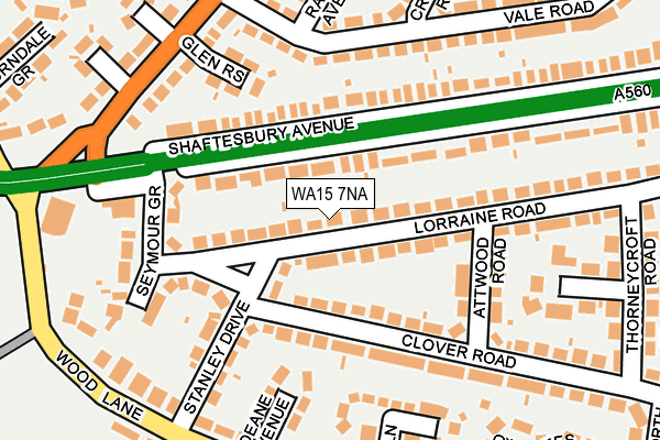 WA15 7NA map - OS OpenMap – Local (Ordnance Survey)