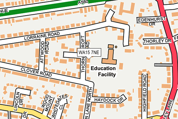 WA15 7NE map - OS OpenMap – Local (Ordnance Survey)