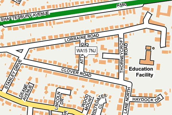 WA15 7NJ map - OS OpenMap – Local (Ordnance Survey)