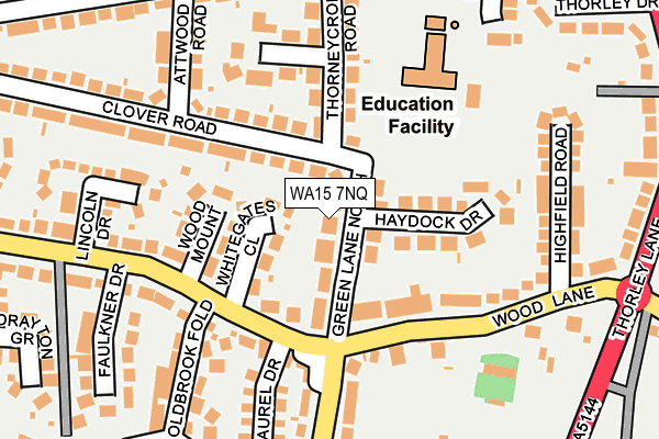WA15 7NQ map - OS OpenMap – Local (Ordnance Survey)