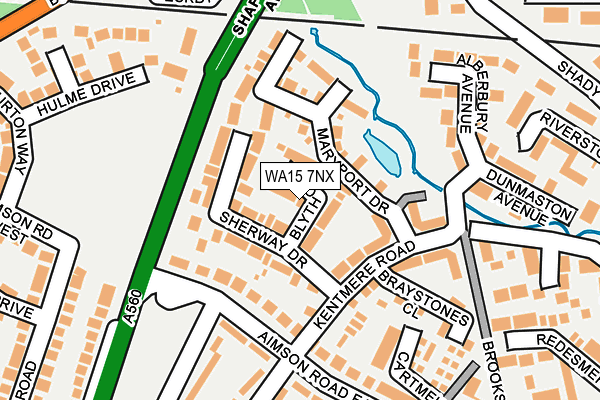 WA15 7NX map - OS OpenMap – Local (Ordnance Survey)