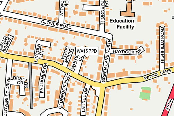 WA15 7PD map - OS OpenMap – Local (Ordnance Survey)