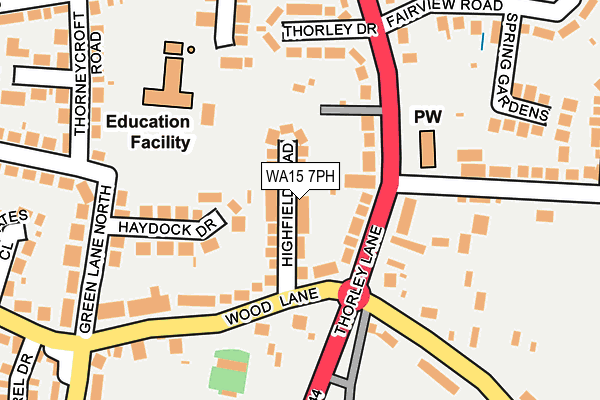 WA15 7PH map - OS OpenMap – Local (Ordnance Survey)