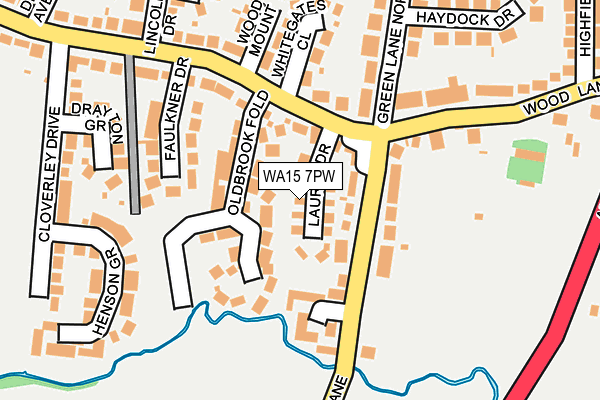 WA15 7PW map - OS OpenMap – Local (Ordnance Survey)