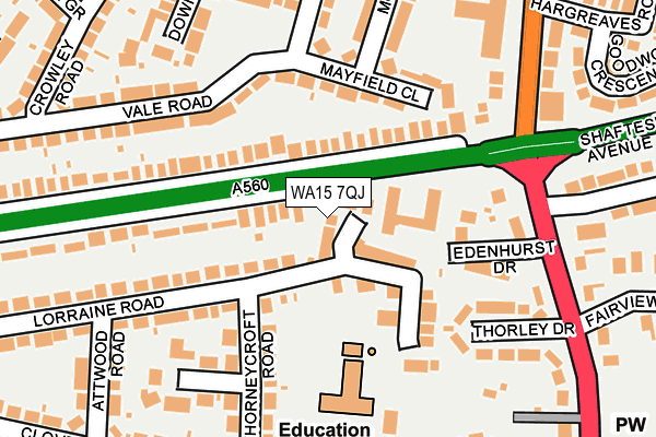 WA15 7QJ map - OS OpenMap – Local (Ordnance Survey)