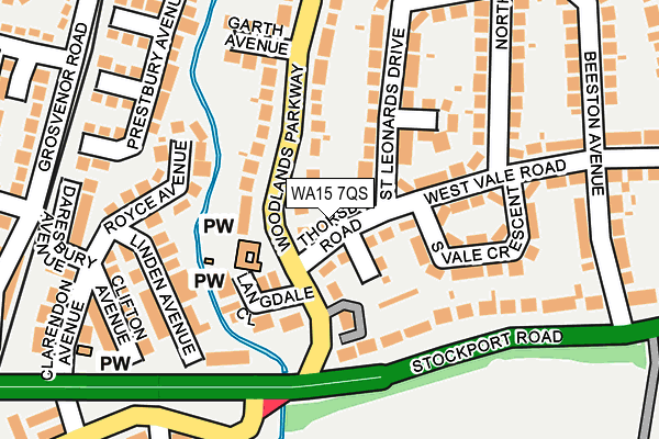 WA15 7QS map - OS OpenMap – Local (Ordnance Survey)
