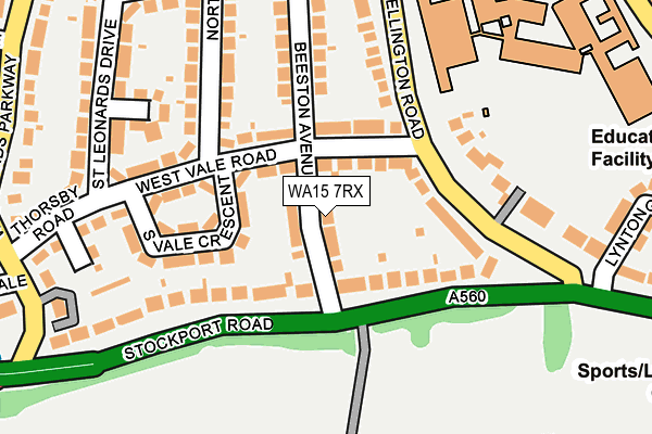 WA15 7RX map - OS OpenMap – Local (Ordnance Survey)