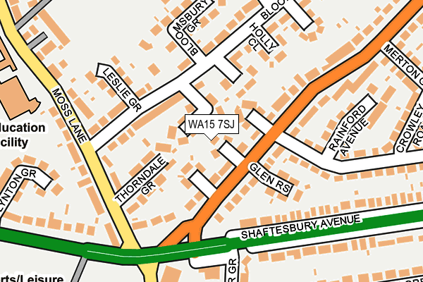 WA15 7SJ map - OS OpenMap – Local (Ordnance Survey)