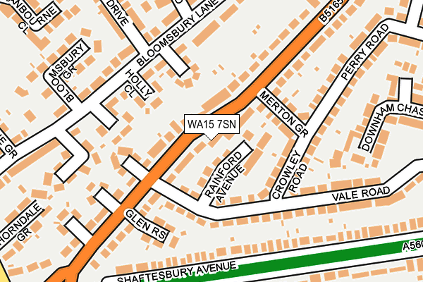WA15 7SN map - OS OpenMap – Local (Ordnance Survey)