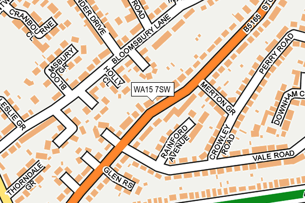 WA15 7SW map - OS OpenMap – Local (Ordnance Survey)