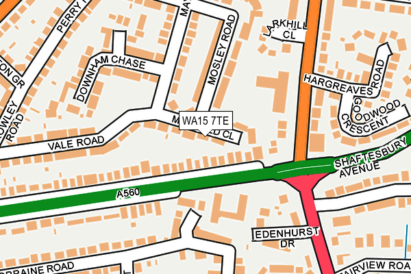 WA15 7TE map - OS OpenMap – Local (Ordnance Survey)