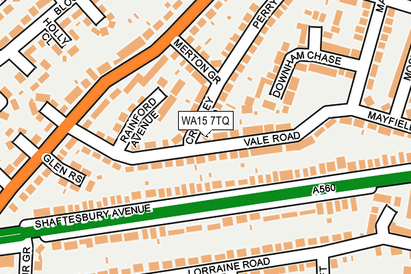 WA15 7TQ map - OS OpenMap – Local (Ordnance Survey)