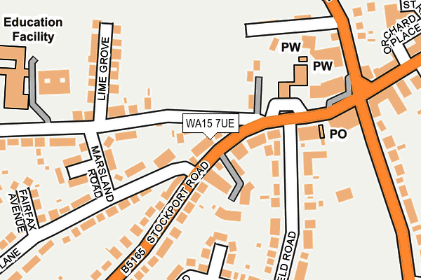WA15 7UE map - OS OpenMap – Local (Ordnance Survey)