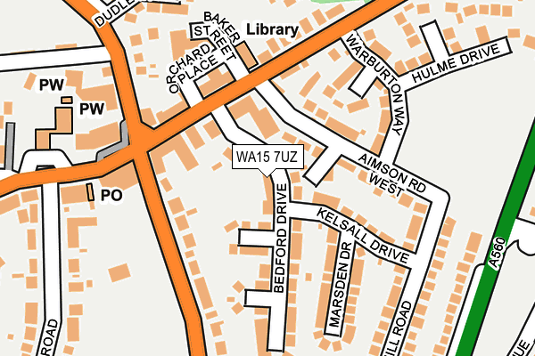 WA15 7UZ map - OS OpenMap – Local (Ordnance Survey)