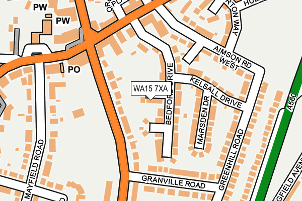 WA15 7XA map - OS OpenMap – Local (Ordnance Survey)