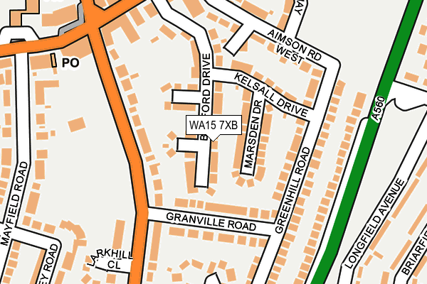 WA15 7XB map - OS OpenMap – Local (Ordnance Survey)