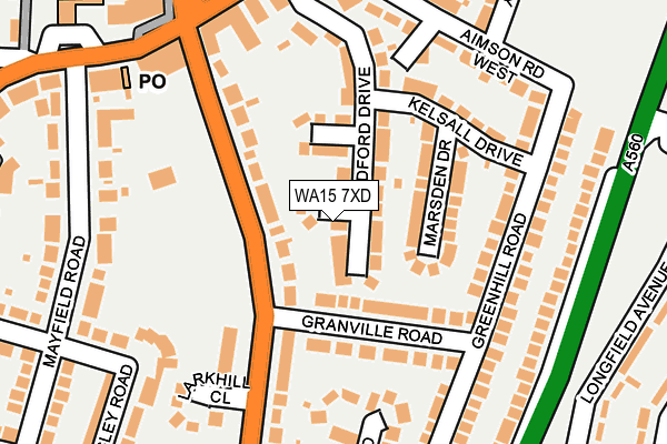 WA15 7XD map - OS OpenMap – Local (Ordnance Survey)
