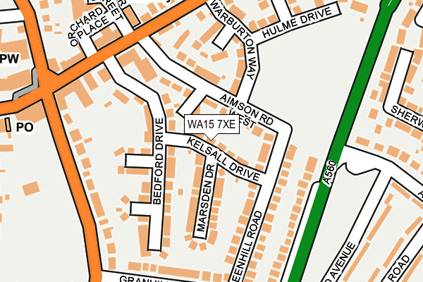 WA15 7XE map - OS OpenMap – Local (Ordnance Survey)