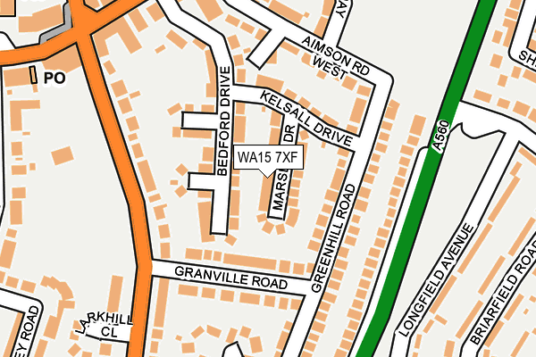 WA15 7XF map - OS OpenMap – Local (Ordnance Survey)